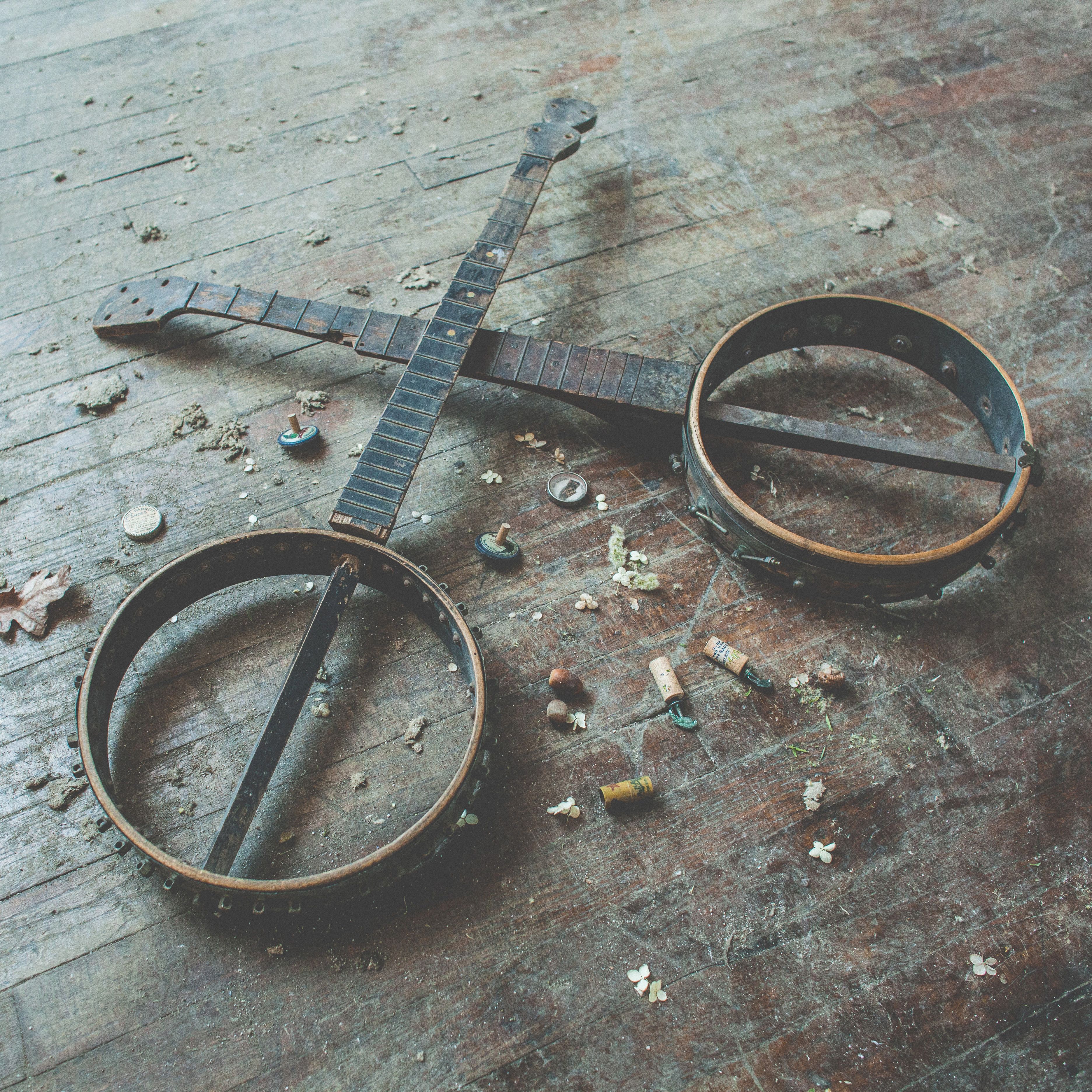 Antique Banjos picked by Mike Wolfe at Antique Archaeology - by Meghan Aileen